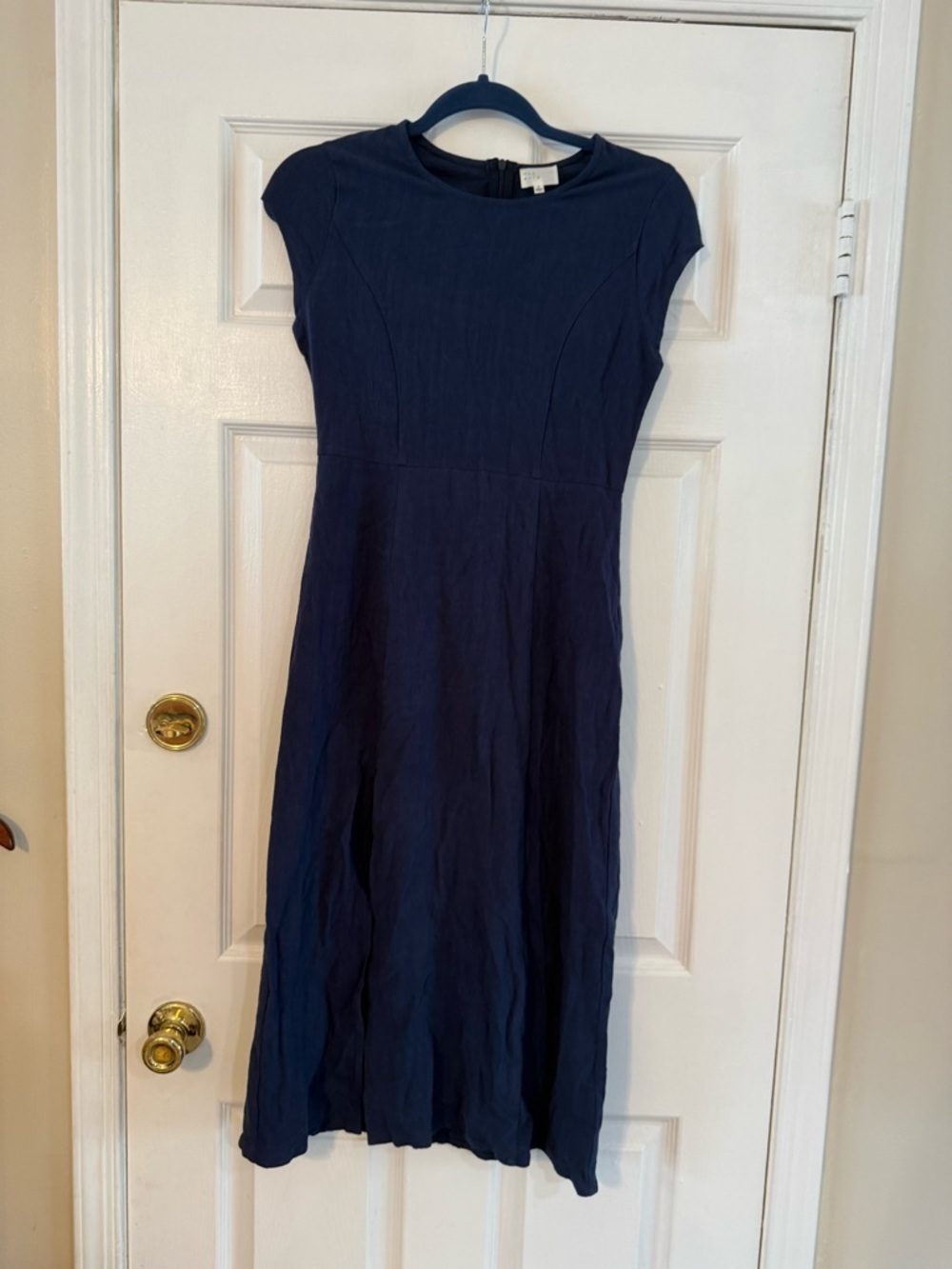 Elegant Navy Midi Fit-and-Flare Dress